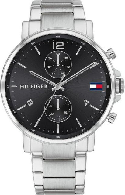 Tommy Hilfiger Herrenuhr, Quarz, Edelstahl, Schwarz, Silber - Bild 1
