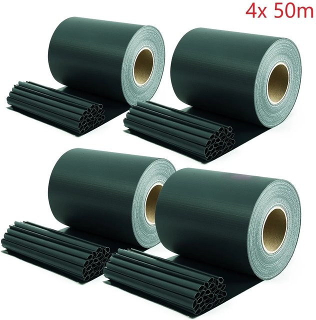 Sekey Sichtschutzstreifen aus PVC für Doppelstabmatten, blickdicht, Grün, 4 x 50 m - Bild 1