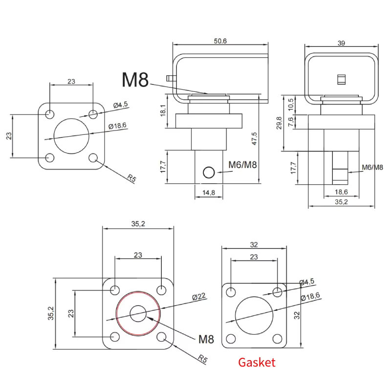 Batterieklemmen Set für 200A Energiespeicher mit M8 M6 M4 Crimp-Schrauben aus vernickeltem Kupfer in Rot und Schwarz - Bild 3