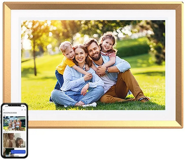Digitaler Fotorahmen Arzopa D10 in Goldfarben mit Wi-Fi und USB-C Anschluss - Bild 1