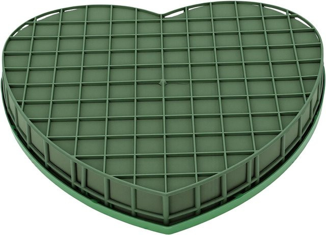 Herzförmiger Steckschaum-Korb von KaiSai mit Saugnapf in Grün für Hochzeit und Valentinstag, B/T/H: 30 x 30 x 4 cm - Bild 1