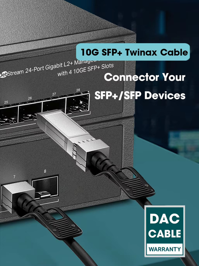 ZoeRax 10G SFP+ Twinax DAC-Kabel passives Direct-Attach-Kupferkabel in Silber kompatibel mit Cisco MikroTik HP und Intel Switches - Bild 4