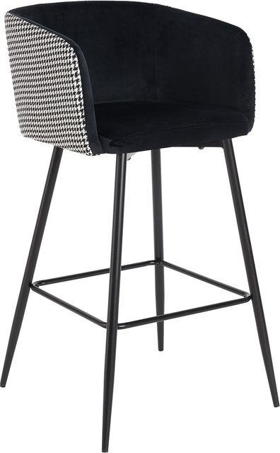 HTI-Living Barhocker Delray im Retro-Design mit Hahnentritt-Muster in Schwarz-Weiß - Bild 1