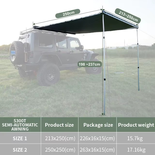Ausziehbare Offroad-Auto-Dachmarkise für 4x4 und 4WD Camping in Schwarz - Bild 4