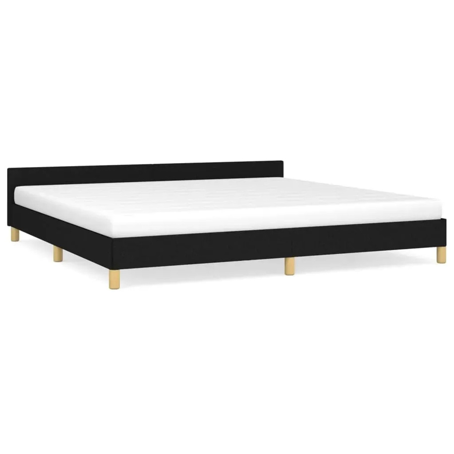 vidaXL Bettgestell mit Kopfteil in Schwarz aus Stoff, B/T/H: 200 x 200 x 203 cm - Bild 2