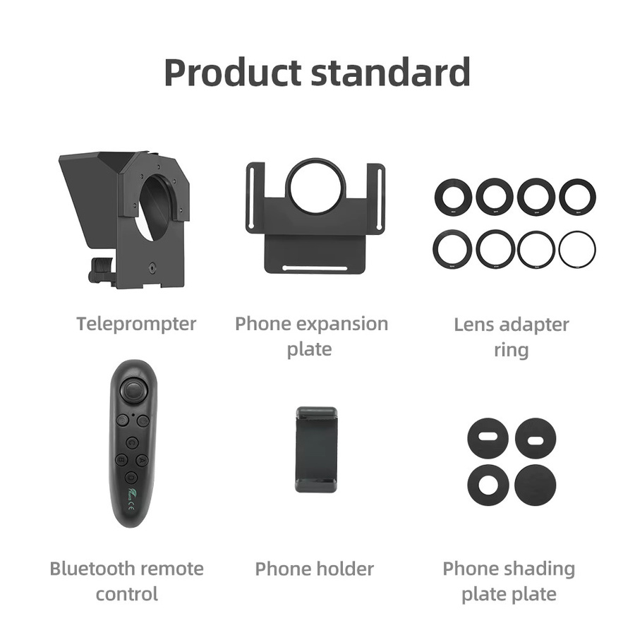Pronstoor Mini Teleprompter für Smartphone und DSLR Kamera mit Fernbedienung, Schwarz - Bild 3