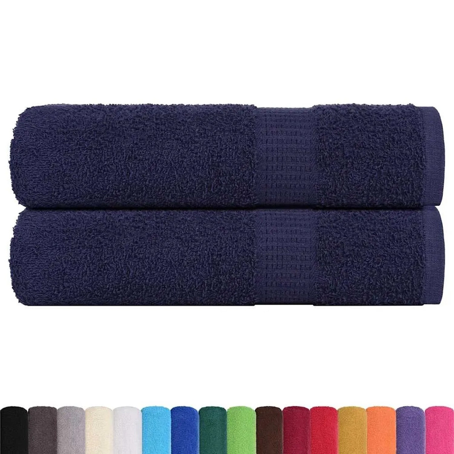 vidaXL Duschtücher 2er-Set aus 100% Baumwolle in Marineblau, B/H: 70 x 140 cm, 360 g/m² - Bild 2