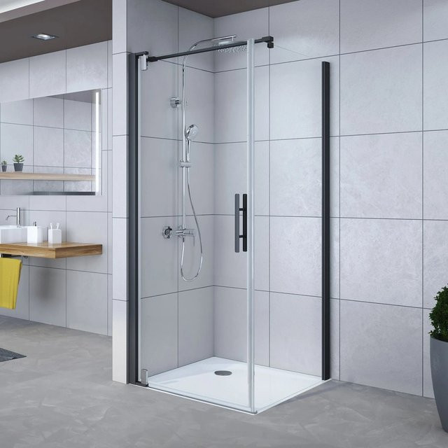 Breuer Europa Design Drehtür für Seitenwand in Schwarz matt mit Klarglas, Breite: 90 cm, Höhe: 200 cm - Bild 1