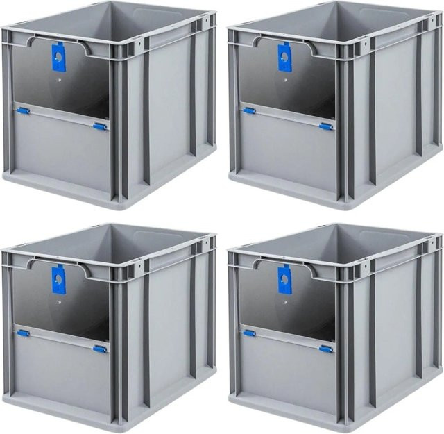 PROREGAL SuperSparSet 4x Eurobox NextGen Insight Cover Eurobehälter mit Deckel, Blau, H x B x T: 32 x 30 x 40 cm, 30 Liter - Bild 1