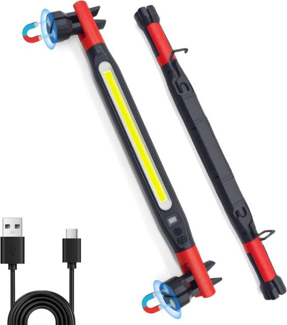 KDULIT LED-Magnet-Arbeitsleuchte in Schwarz, wiederaufladbare COB-Arbeitslampe mit Magnetbasis und Haken für Reparaturarbeiten und Notfälle - Bild 1