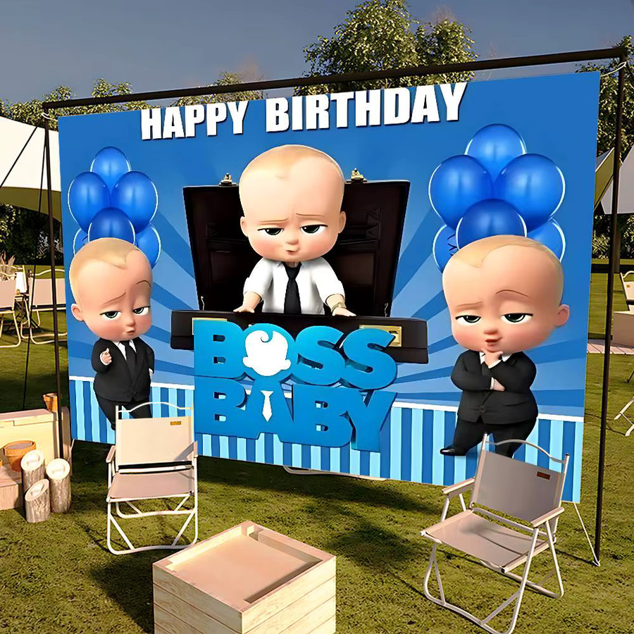 FunnyD Fotohintergrund B-Baby Film Cartoon Dekoration in Blau für Kindergeburtstage und Jubiläen, B/H: 120 x 70 cm - Bild 5