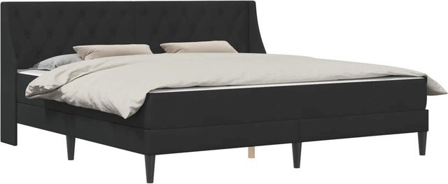 vidaXL Bettgestell mit Matratze aus Samt in Schwarz, 2-teiliges Set, B/T/H: 200 x 200 x 204 cm - Bild 1