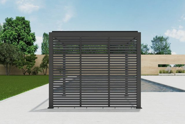 Moderner Sichtschutz aus Aluminium in Anthrazit, B/H/T: 93 x 234 x 6 cm - Bild 1
