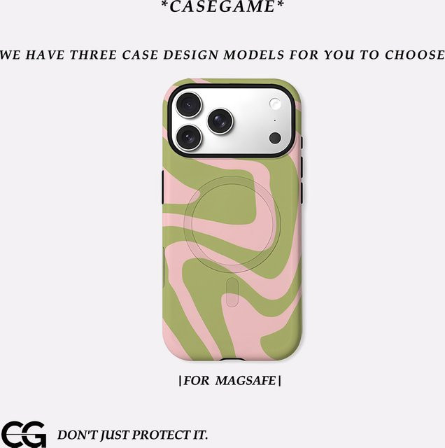 Magnetische Doppelschicht-Handyhülle Pink & Green Swirls für iPhone 17 16 15 14 Pro Max Plus - Bild 1