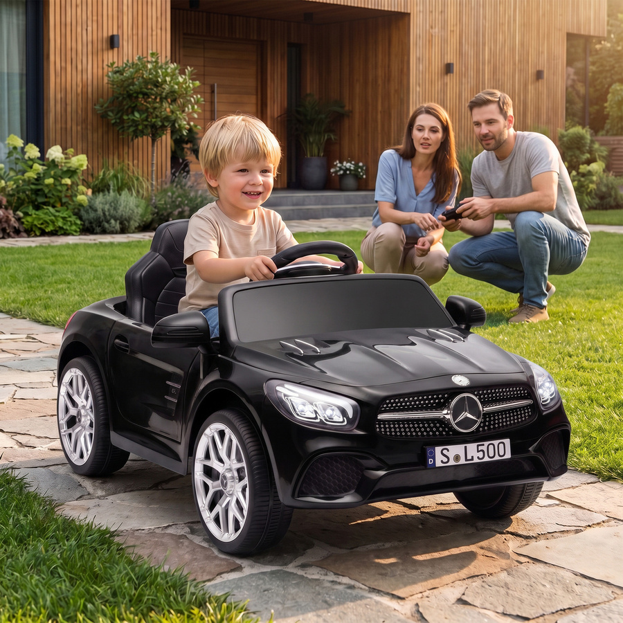AIYAPLAY Elektroauto für Kinder Mercedes-Benz SL500, 12V mit 2 Motoren, Bluetooth und Fernbedienung, Schwarz - Bild 2