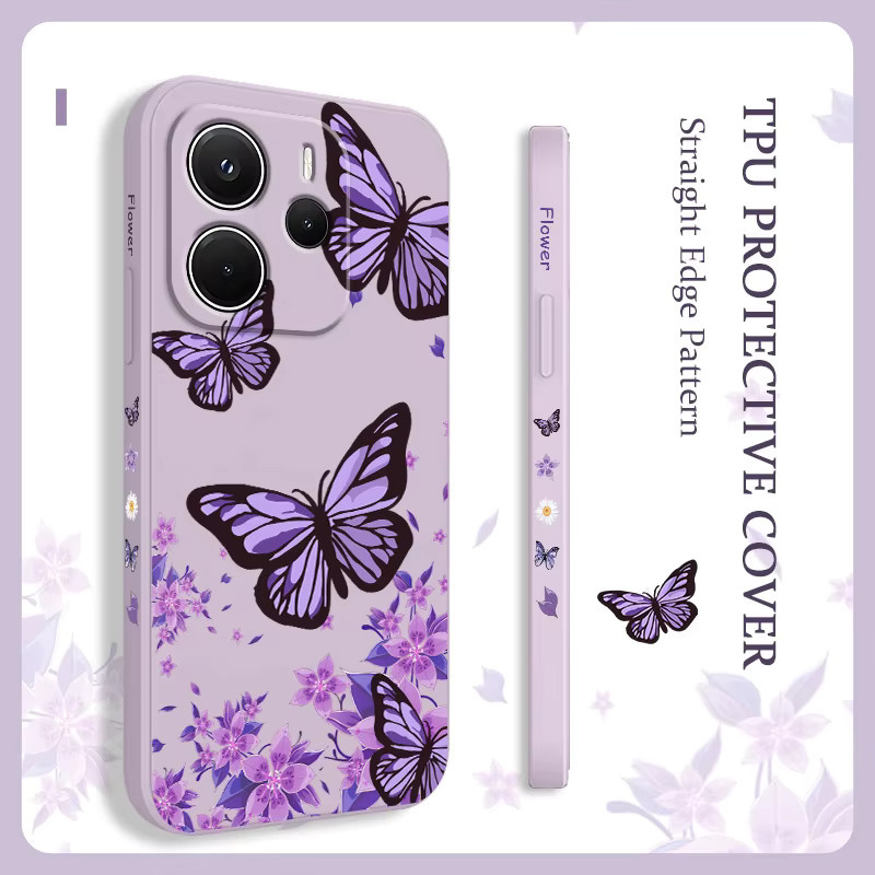 Schmetterling Silikon-Handyhülle für Xiaomi Redmi Note Serie in Schwarz und Lila - Bild 2