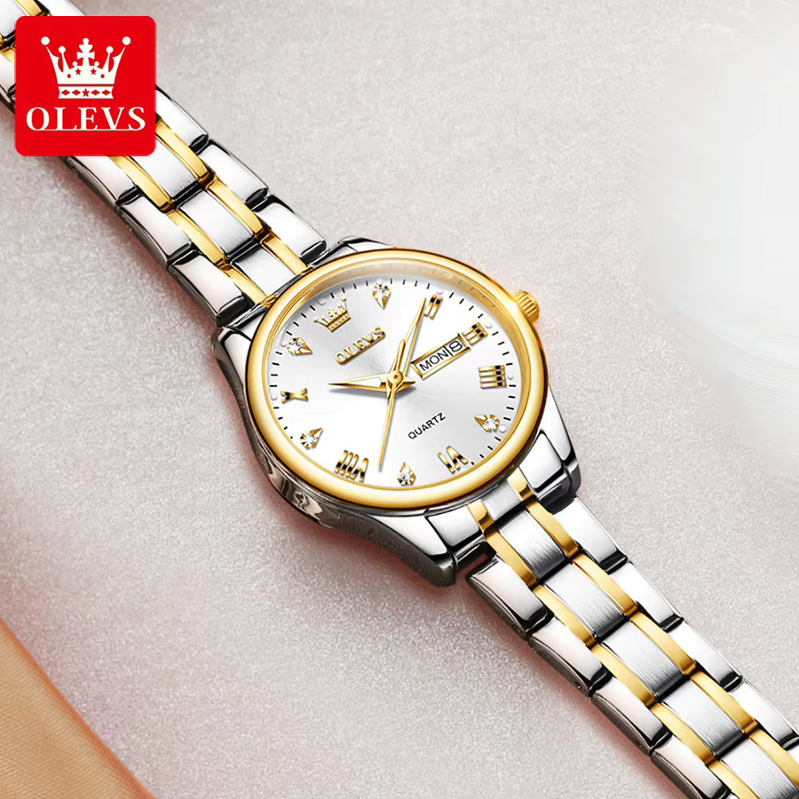 Olevs Armbanduhr Quarz, Edelstahl, Gold, Damen - Bild 2