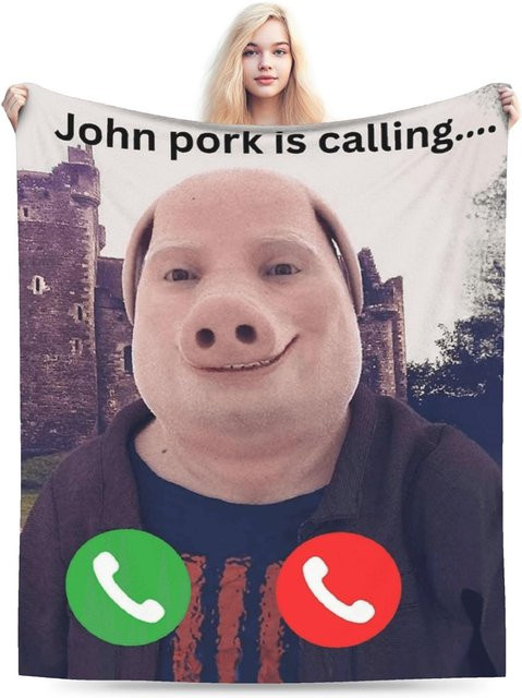 John Pork Plüschdecke aus Flanell für Kinder und Erwachsene, Mehrfarbig, Breite: 203,2 cm, Breite: 152,4 cm - Bild 1