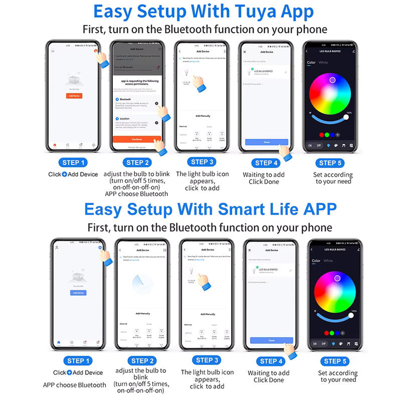 Tuya Smart LED Birne E27 RGB Bluetooth dimmbar Multicolor für Schlafzimmer und Party-Beleuchtung - Bild 6