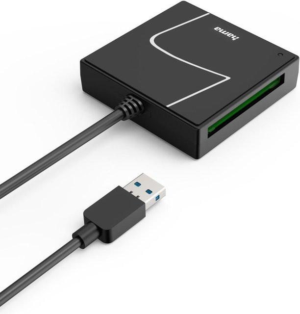 Hama USB-Kartenleser mit USB-C-Adapter, USB 3.2 Gen1, für SD, micro SD, CF und MS, Schwarz - Bild 1
