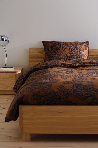 Jotex Bettbezug BIRDSONG aus Baumwolle mit floralem Tier-Motiv in Braun - Bild 1