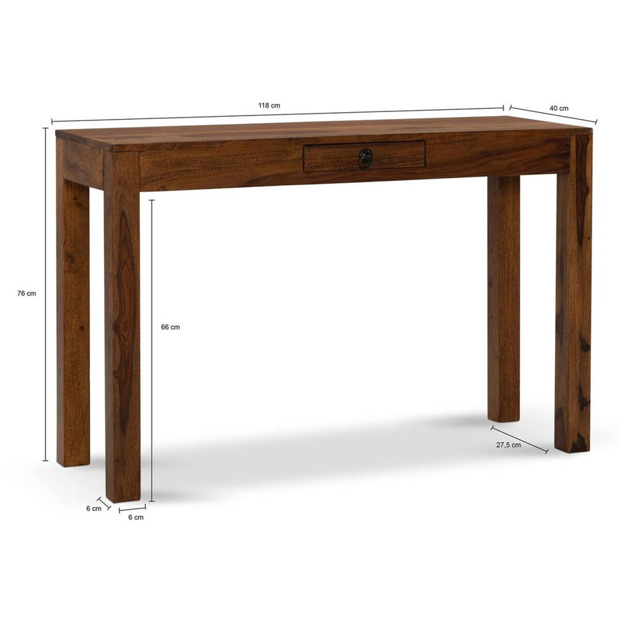 Wohnling Schreibtisch aus Sheesham Massivholz in Braun, B/H/T: 118 x 76 x 40 cm - Bild 4