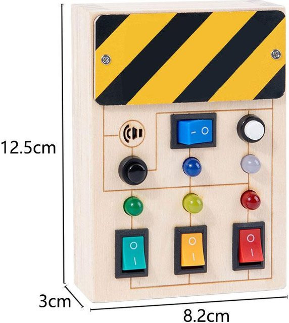 Kidsly Montessori Beschäftigt Bord, Holz, LED Licht Schalter Spielzeug, ab 2 Jahre - Bild 1