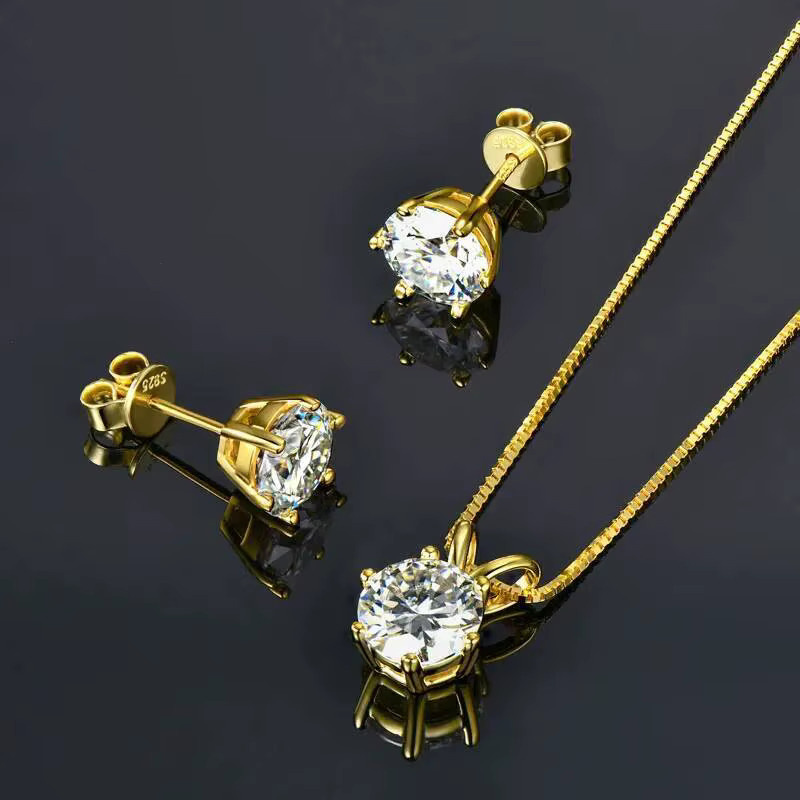 JoiasHome Schmuck-Set, 925 Silber vergoldet, Moissanit, Damen und Herren - Bild 2