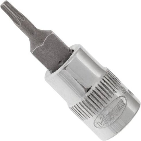 Vigor Schraubendreher-Einsatz V2595N mit TX9 Profil und 1/4 Zoll Innenvierkant Antrieb in Silber, Gesamtlänge: 3,8 cm - Bild 1