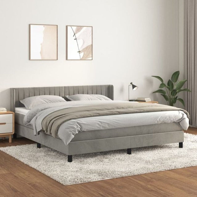 Vidaxl Boxspringbett mit Matratze aus Samt in Grau B/T/H: 180 x 200 cm - Bild 1