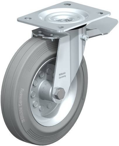 Blickle Lenkrolle LE-VE 180R-ST-SG mit Feststeller, Rad-Durchmesser: 18 cm, Tragfähigkeit: 170 kg, verzinkter Stahl, grau/blau - Bild 1