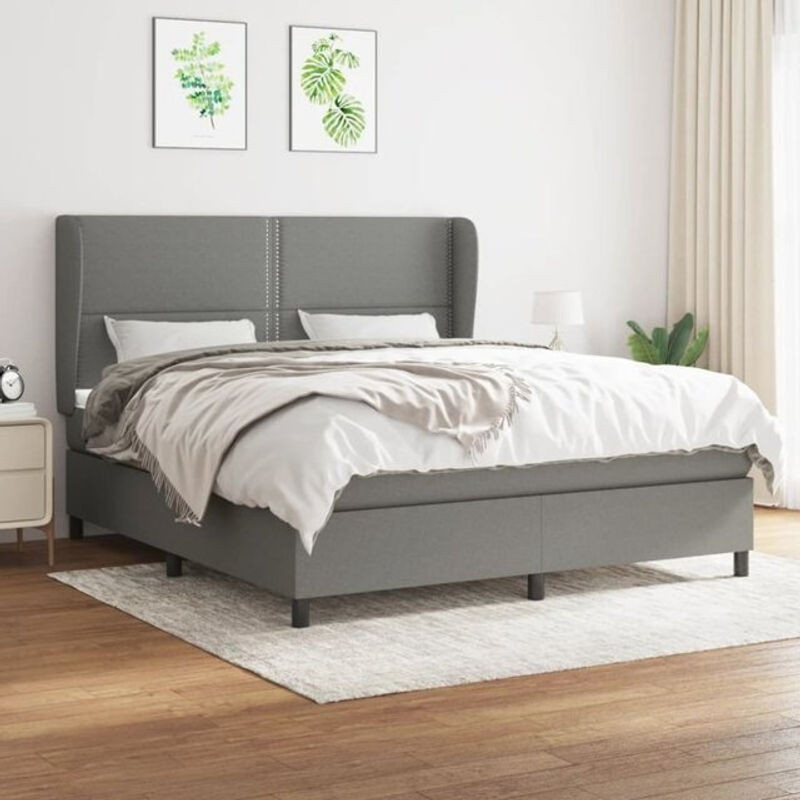 Vidaxl Boxspringbett mit Matratze in Anthrazit aus Stoff, B/T: 180 x 200 cm - Bild 1