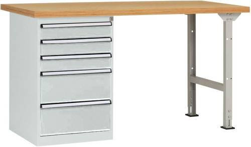 Manuflex Werkbanksystem WC5114.7035 in Lichtgrau, B: 300 cm, H: 80 cm, T: 150 cm - Bild 1