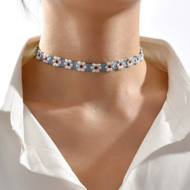 Erpels Halskette, Blumen-Spitzen, Gänseblümchen-Stickerei, Damen - Bild 1