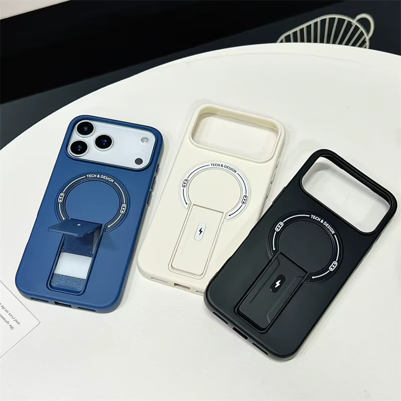 Magnetische MagSafe Schutzhülle für iPhone 12 bis 17 Pro Max, Stoßfeste TPU Handycase mit integriertem Standfuß und kabellosem Laden, Farbe: Weiß - Bild 4