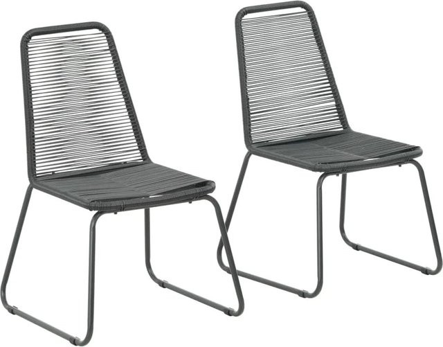 Furnicato Gartenstühle 2er Set aus Poly Rattan in Schwarz mit pulverbeschichtetem Stahl-Rahmen, B/T/H: 59 x 91 x 110 cm - Bild 1
