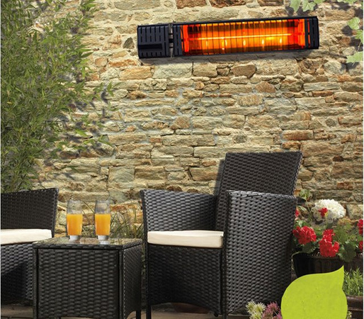 OUTTECH Heizstrahler in Schwarz aus Aluminium mit Fernbedienung und 2 Stufen, B: 58 cm, H: 15 cm