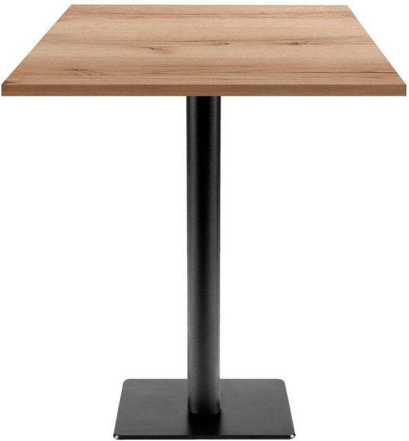 RestooTab Stehtisch Milan T quadratisch in Eiche Natur mit schwarzem Gestell, B/T/H: 70 x 70 x 113 cm - Bild 1