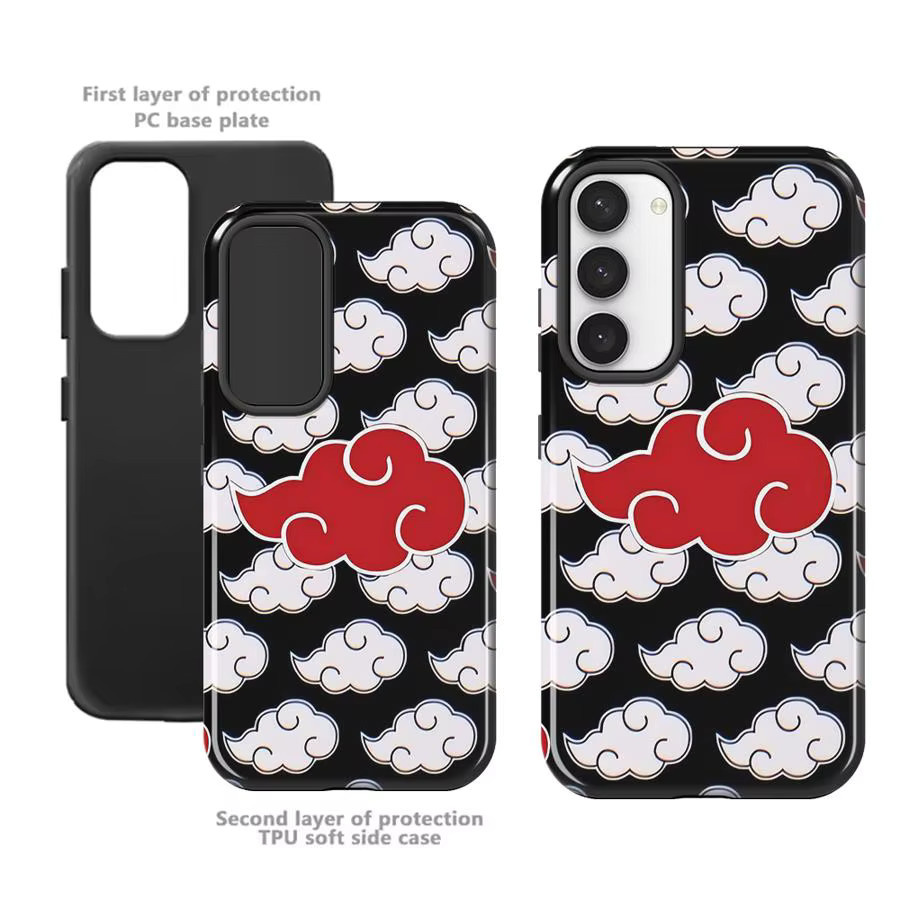 Akatsuki Handyhülle mit rotem Wolkenmuster für Samsung Galaxy S26 S25 Ultra S24 Ultra S23 Ultra S20 FE A56 A36 A26 A16 in Schwarz und Rot - Bild 4