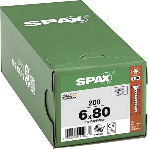 Spax Holzschraube mit T-STAR plus Antrieb aus Stahl, grün, Durchmesser: 6 mm, Länge: 80 mm, 200 Stück - Bild 1