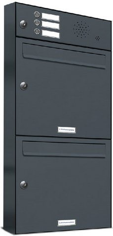 AL Briefkasten für 2 Parteien, Aufputzmontage, grau, B/H/T: 153,212 x 79,8 x 11,6 cm - Bild 1