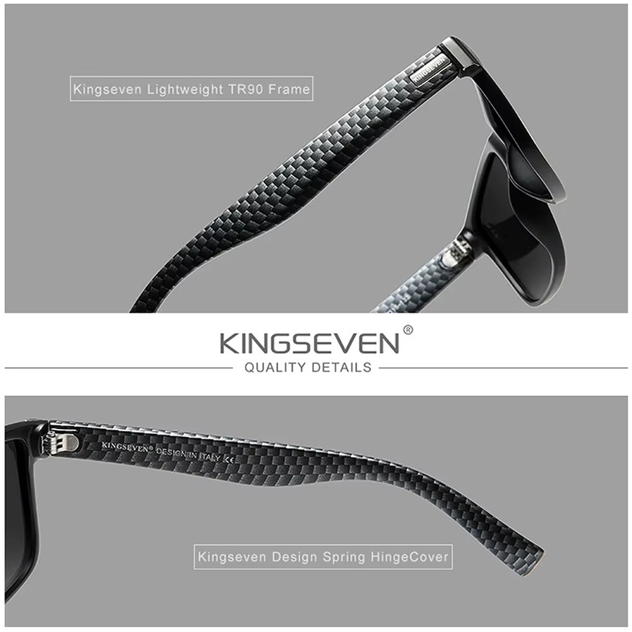 KINGSEVEN Sonnenbrille, Herren, Vollrand, Square, Schwarz, Kunststoff, polarisiert - Bild 2