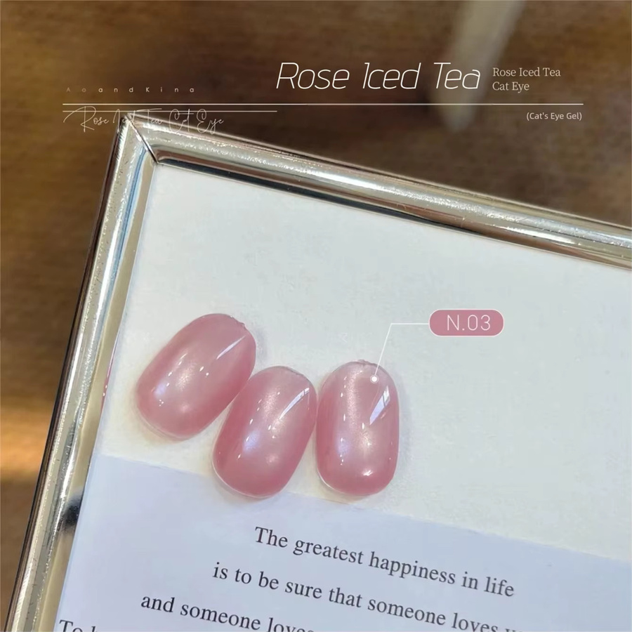 MIANEL Rose Iced Tea Cat Eye Gel Nagellack, Rosa, Schimmernd - Bild 2