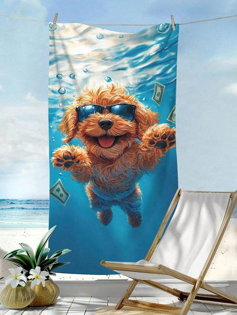 Ka Chen Muxi Strandtuch mit Teddyhund-Druck in Weiß, Breite: 30 cm, Höhe: 60 cm - Bild 1
