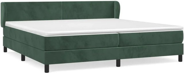 vidaXL Boxspringbett mit Matratze in Dunkelgrün aus Samt, Hybrid-Design mit Taschenfederkern, B/T/H: 200 x 200 x 78 cm - Bild 1