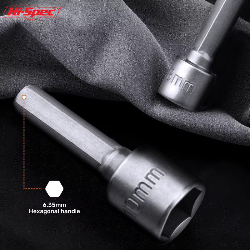 Hi-Spec Nicht-magnetisches Innensechskant-Bit-Set mit Adaptern und Steckschlüsseln für Schraubendreher und Mutter, 4-13 mm - Bild 4