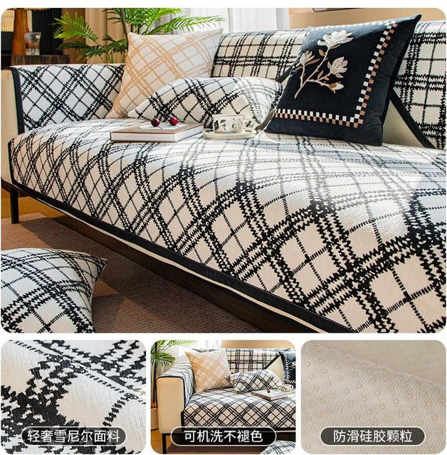 Elegantes Chenille-Sofakissen in Weiß, quadratisch, B/B: 70 x 70 cm - Bild 1