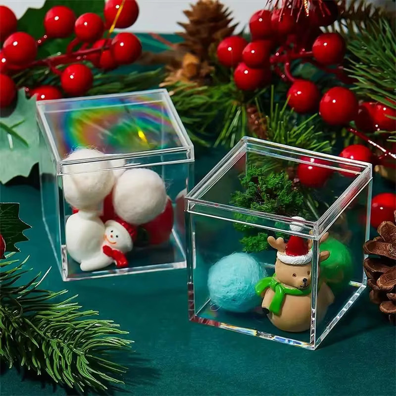 12-teiliges Set transparente Acrylboxen mit Deckel aus Kunststoff als Organizer und Aufbewahrungsbehälter für Lebensmittel oder Geschenke - Bild 2