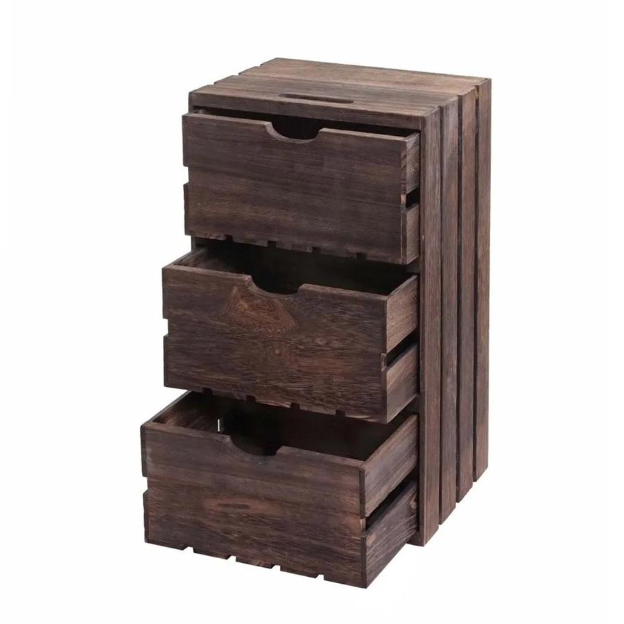 MCW Kommode C62 aus Paulowniaholz mit 3 Schubladen im Shabby-Look Vintage, Braun, B/T/H: 53 x 32 x 26 cm - Bild 3