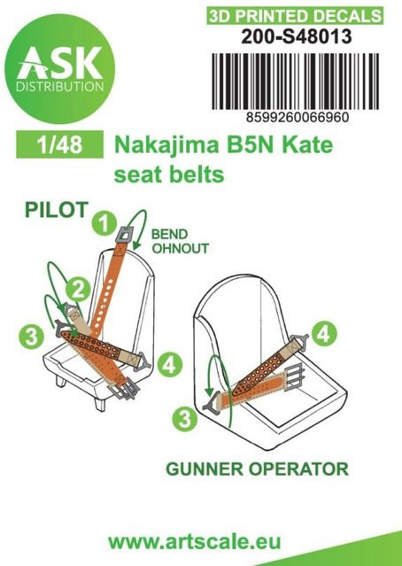 Art Scale Kit B5N Kate Seat belts, 3D printed decals - Bild 1